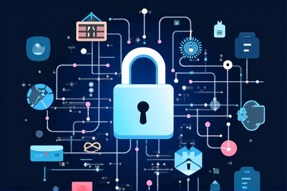 Icona di un lucchetto con elementi di sicurezza digitale